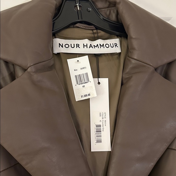 Nour Hammour Brown Leather Belted Winter Jacket - Picture 3 of 8